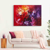 Vibrant abstract canvas art titled "Waiting For Love" showcasing a bold blend of red, purple, and orange hues, creating a captivating and emotive modern artwork for your home or office decor.