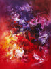 Vibrant Abstract Art | Vibrant abstract painting featuring bold brushstrokes and a striking blend of fiery red, deep purple, and vivid yellow hues