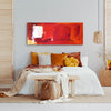 Red abstract landscape painting "Where The Light Fades" on bedroom wall art