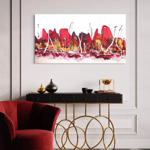Vibrant Abstract Landscape | Crimson Interlude 26x48"