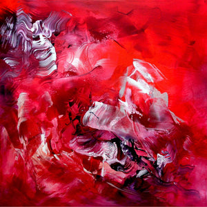 Vibrant Abstract Art | Fiery Red and Pink Brushstrokes