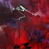 Bold abstract art featuring vibrant shades of red, purple, and black with dynamic brushstrokes and textures. The striking color palette and expressive painting style create a captivating and emotive artistic composition.