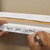 Gestural Painting | Crimson Tide 32x60" - Expressive abstract art piece on display with hand-written text