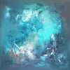 Blue Abstract | Liberation 100x100cm - Vibrant abstract painting with bold brushstrokes in shades of turquoise, teal, and white, creating a dynamic and expressive composition.