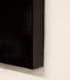 Large square abstract artwork with dark brown hues on a black frame, displayed against a plain white background.