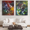 Vibrant Abstract Art | Multicolour Art | Summer Forest I and II 55x44"x2
This image showcases two large abstract paintings displayed on a white wall. The paintings feature a vibrant mix of colors, including reds, yellows, greens, and blues, creating a lively and dynamic visual experience. The paintings appear to be part of the "Summer Forest" series, capturing the essence of a lush, earthy forest through the use of bold, expressive brushstrokes.