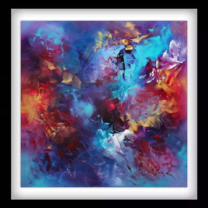 "Vibrant Abstract Artwork" - Colorful abstract painting featuring bold, expressive brushstrokes in shades of blue, purple, orange, and red.