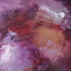 Vibrant abstract landscape painting featuring swirling hues of purple, red, and orange on canvas.