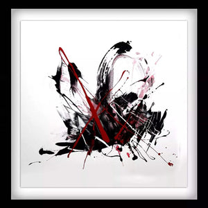 "Interpretation" Signed Edition Abstract Art Print - Bold, Expressive Brushstrokes in Red, Black, and White
