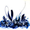 "Vibrant Blue Abstract Splash" - Striking abstract art print featuring bold, dynamic brushstrokes in rich blue and black hues against a white backdrop, evoking an energetic, expressive artistic style.
