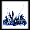 "Vibrant Feather Arrangement" - Artistic abstract print featuring a striking composition of bold blue and black feather-like shapes against a muted background, creating a visually captivating and modern wall decor piece.