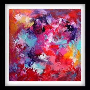 "Vibrant Abstract Art" - An abstract painting featuring a bold, colorful composition with a mix of warm and cool tones, dynamic brushstrokes, and a sense of movement and energy.