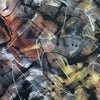 Vibrant abstract artwork with dynamic brushstrokes, bold colors, and intricate patterns. Expressive and energetic canvas depicting a modern, artistic composition.