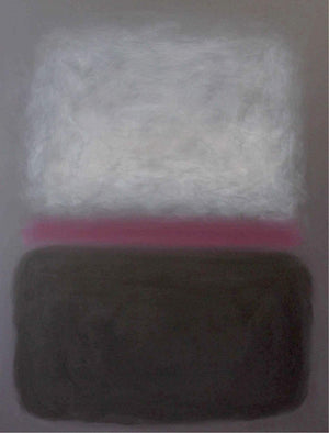 Rothko Art | Precious Memories I 100x130cm - Abstract geometric painting featuring muted gray and dark brown tones with a pink horizontal line across the center.