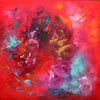 Vibrant Abstract Art Print
Energetic brushstrokes of red, orange, and teal create a dynamic abstract composition in this original artwork.