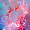 Vibrant Abstract Painting - Colorful Brushstrokes of Pink, Blue, and White