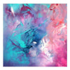 Vibrant abstract artwork featuring swirling brushstrokes in shades of pink, blue, and purple. The dynamic composition creates a sense of movement and depth, showcasing the artist's creative expression through the use of bold colors and expressive brushwork.
