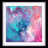 Vibrant abstract art print "Enchanted II" depicting a mesmerizing blend of turquoise, pink, and purple hues against a dark background, showcasing Paresh Nrshinga's artistic vision and talent.