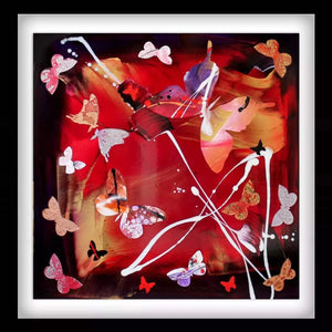Vibrant abstract butterflies and splashes of color in Carnival time art print