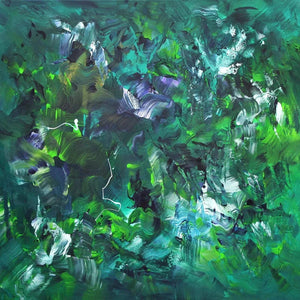 Vibrant Abstract Wall Art | Lush Rainforest Painting 100x100cm