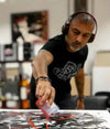 Expressive abstract painting | Creative artwork production by focused artist