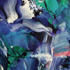 Abstract artwork featuring swirling shades of blue, purple, and green creating a dynamic and visually striking composition. The vibrant colors and textured brushstrokes give the painting a sense of movement and depth, evoking the feeling of being lost in the stars.