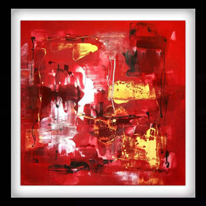 Vibrant Red Abstract Art Print
Captivating abstract artwork featuring bold brushstrokes and dynamic colors, primarily in shades of fiery red and warm yellow. The energetic composition creates a striking visual impact.