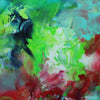 Large Abstract Painting | Vibrant Swirls of Green, Red, and Blue