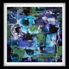 "Vibrant Abstract Art" - Framed abstract painting featuring a dynamic mix of blues, greens, and splashes of color against a dark background, creating a captivating and modern artwork.