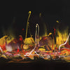 "Golden Flames" Signed Edition Abstract Art Print - Vibrant, earthy-toned abstract artwork featuring bold brushstrokes and fluid, fiery shapes against a dark background.