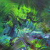 Vibrant Green Abstraction | Summer Bloom 36x48" - An original abstract portrait with a captivating blend of earthy green and bold brushstrokes, showcasing the artist's modern approach to contemporary British art.