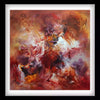 Vibrant abstract artwork with dynamic brushstrokes and captivating color palette. Warm, fiery tones of orange, red, and yellow create a mesmerizing, energetic composition. This signed edition art print titled "Little Secrets" showcases the artist's Paresh Nrshinga's distinctive abstract style.