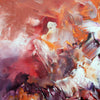 Large abstract painting with vibrant colors
Abstract square canvas featuring swirling brushstrokes in shades of red, orange, and purple