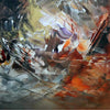 Vibrant abstract artwork | Boldly colored, dynamic composition with expressive brushstrokes and layers of texture, creating an energetic and captivating abstract landscape