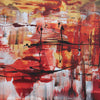 Memory Lane II 36x60" Abstract Art | Vibrant red and orange abstract landscape painting with dynamic brushstrokes and amorphous shapes