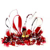 Vibrant red and black abstract art print with dynamic brushstrokes and splashes of color