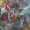 Large abstract painting featuring earthy color tones and expressive brushstrokes. Vibrant shades of brown, red, and green create a dynamic, textural composition. This original canvas art captures a modern, artistic style that would make an impressive addition to any home or office decor.