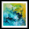 "Spring Morning" Signed Edition Abstract Art Print - Vibrant turquoise, yellow, and black paint strokes create a captivating modern artwork by Paresh Nrshinga.