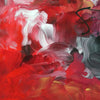 Vibrant Abstract Art | Bold Red and White Brushstrokes on Canvas