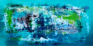 Vibrant Abstract Landscape | Earthy Tones Meets Aqua Hues | Captivating Original Painting on Large Canvas