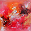 "Vibrant Abstract Artwork" - Striking abstract painting with bold brushstrokes and fiery red, orange, and pink tones filling the canvas.