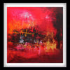 "Golden Canyon" Signed Edition Art Print - Abstract landscape painting with vibrant red, orange, and yellow tones, showcasing an earthy, modern art style.