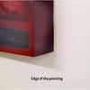 Geometric Red on Maroon Abstract Canvas