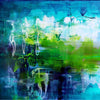 Vibrant Abstract Landscape | Serene Teal and Green Canvas Art