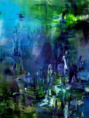 Abstract Underwater Landscape
Large canvas depicting an ethereal, underwater scene with vibrant shades of blue, green, and purple. Fluid brushstrokes create a sense of movement and depth, evoking the tranquil yet mysterious nature of the aquatic environment.