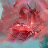 Vibrant abstract artwork featuring bold brushstrokes in shades of pink, red, and turquoise. Captivating modern art with a dreamlike, ethereal quality.