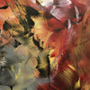 Vibrant abstract landscape artwork with dynamic brushstrokes in earthy tones of red, brown, and yellow.