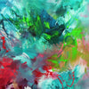 Vibrant Abstract Painting | Captivating Fluid Brushstrokes of Emerald, Crimson, and Amber