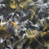 Pollock Inspired Art | Dance Of Lights 100x130cm - Abstract painting with bold, dynamic brushstrokes in earthy tones of yellow, black, and gray, creating a lively, energetic composition.