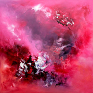 Captivating Abstract Artwork | Vibrant Fuchsia Floral Explosion on Canvas